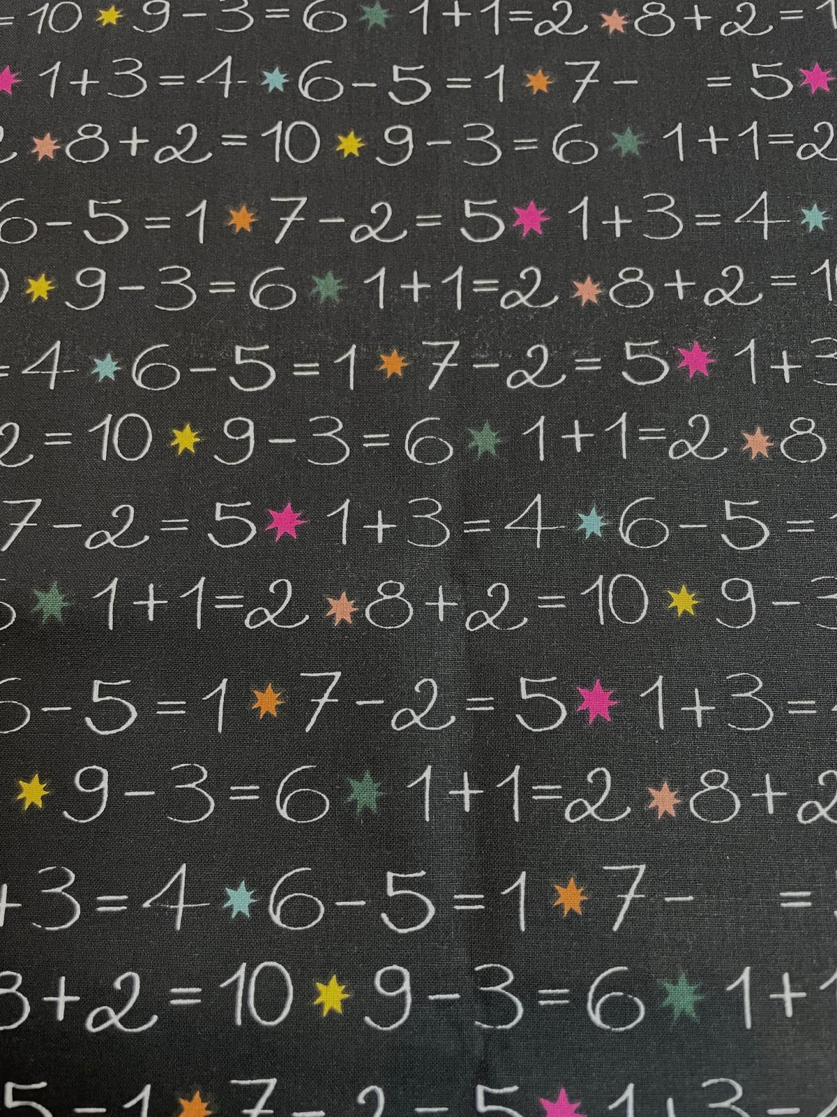 Beschichte Baumwolle "Kopfrechnen" schwarz mit Zahlen